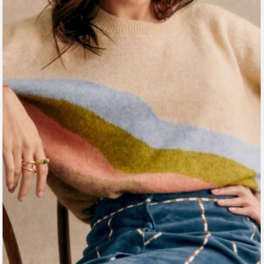 Sezane Multicolor Crew Neck Sweater